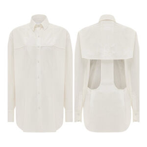 Bevza Sz XS White Cotton Button Up Shirt Back Cutout Designer New Without Tags